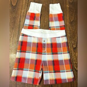 Old Navy Waffle knit Plaid Lounge Pants with Button Detail